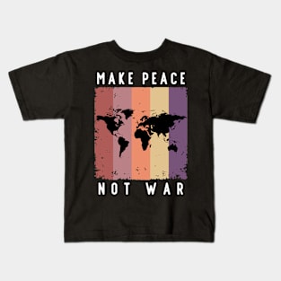 Make Peace Not War World Map Kids T-Shirt
